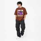 Men's Brown Oversized Graphic Printed T-Shirt-1