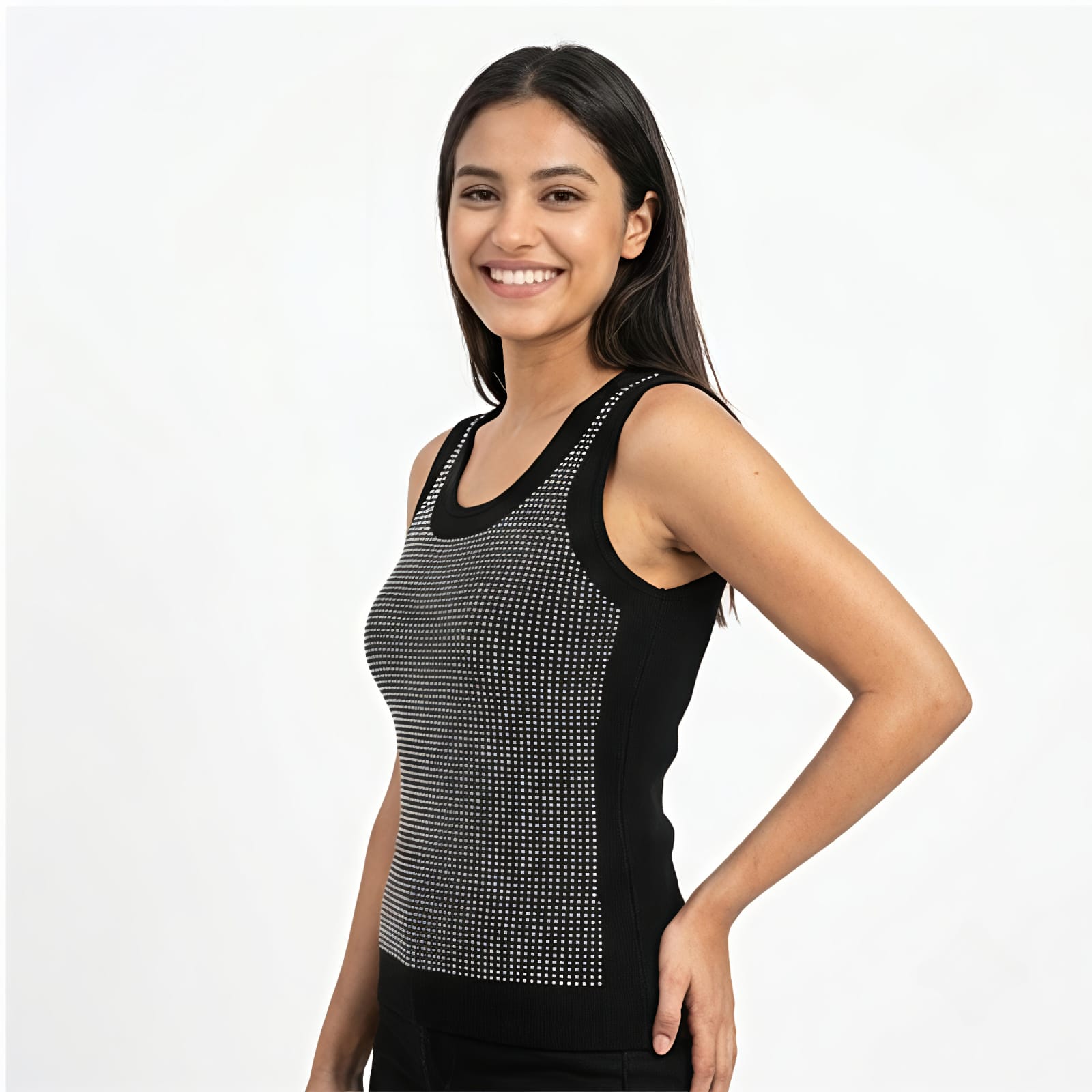 Women's Textured Knit Sleeveless Tank Top-2