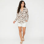 Ivory Abstract Print V-Neck Tunic Top-1