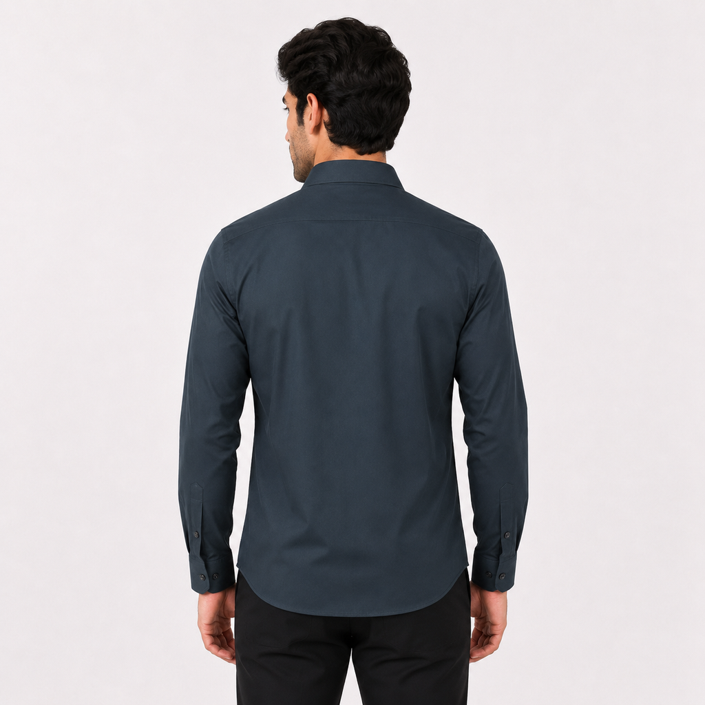Men's Olive Green Embroidered Formal Shirt-3