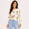 Women's Beige Floral Printed Full Sleeve Top-1