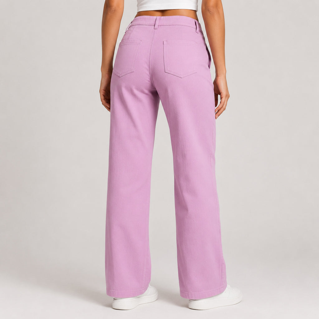 Women's Blush Elegance Straight Fit Trousers-4