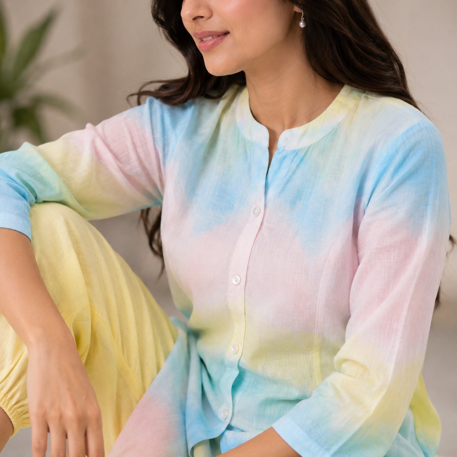 Women's Multicolor Tie-Dye Chevron Kurta Pant Set-3