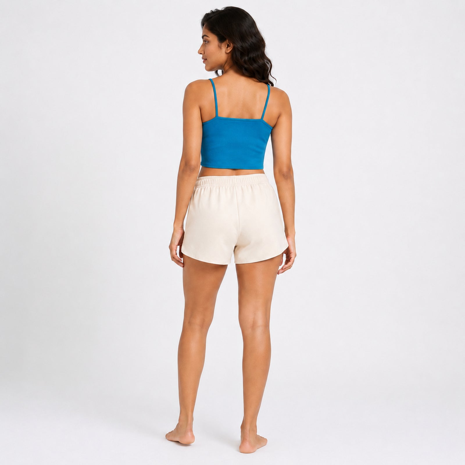 Women's Teal Spaghetti Strap Crop Cami Top | Soft Stretch Casual Essential-4