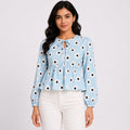 Women's Sky Blue Floral Print Peplum Top-1
