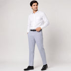 Men's Ice Blue Slim Fit Formal Trousers-4