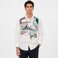 Men's White Abstract Printed Casual Shirt-1
