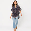Women's Multicolor Abstract Printed Kaftan Top with Lace Border-1