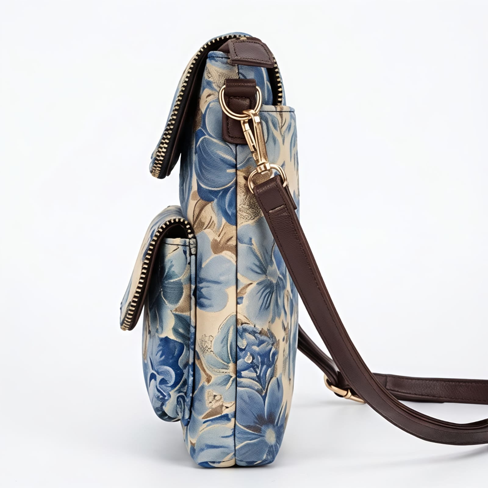 Women's Blue Floral Printed Sling Bag-3
