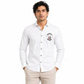 Men's Alpine Guitar Crest Premium White Formal Shirt-1