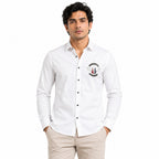 Men's Alpine Guitar Crest Premium White Formal Shirt-1
