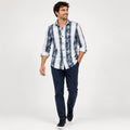 Men's Blue & White Striped Casual Shirt-1