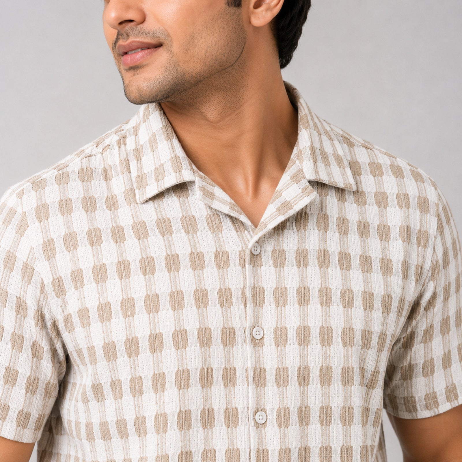 Men's Mustard Checked Half Sleeve Casual Shirt-1