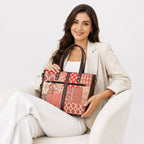 Women's Luxury Patchwork Pink Floral Tote Bag and Matching Pouch Set-3