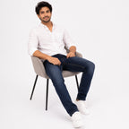 Men's Mid Blue Slim Tapered Fit Denim Jeans-1