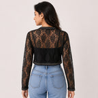 Women's Black Lace Shrug-4