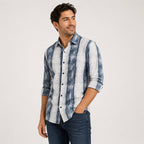 Men's Blue & White Striped Casual Shirt-2