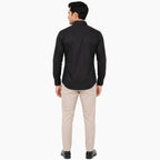 Men's Black Shadow Leaf Embroidered Shirt | Premium Evening Wear Full Sleeve Shirt-4