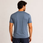 Men's Sky Blue Graphic Print Crew Neck T-Shirt-4