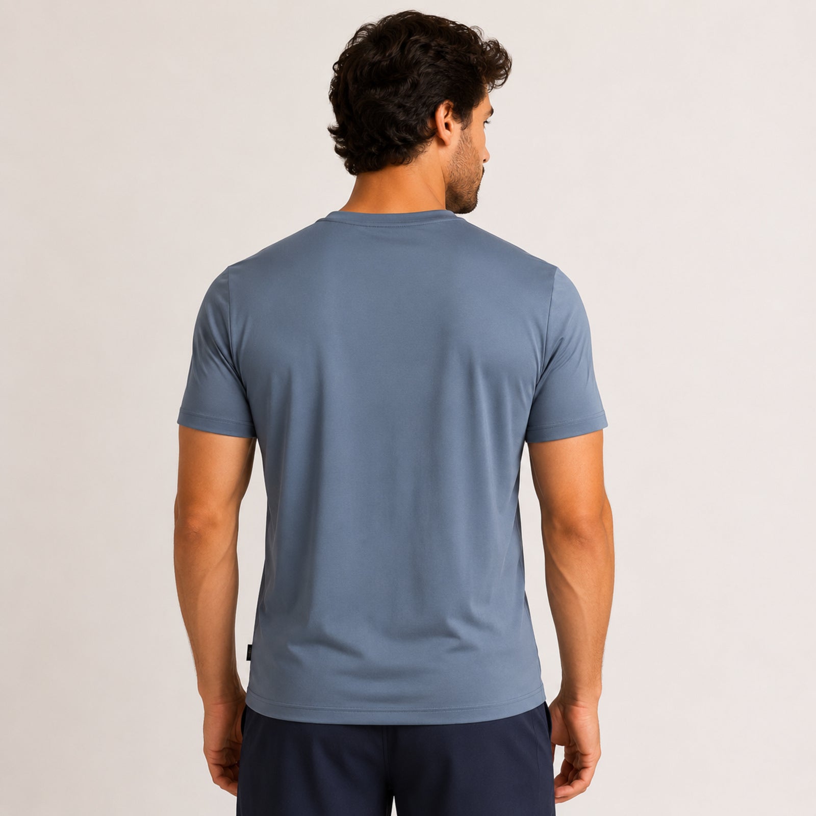 Men's Sky Blue Graphic Print Crew Neck T-Shirt-4