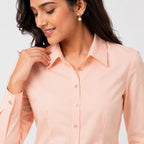 Women's Blush Pink Formal Full Sleeve Shirt-1
