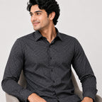 Men's Midnight Black Micro Print Premium Formal Shirt-2