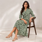 Women's Olive Green Ikat Printed Kurta-4