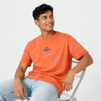 Men's Peach Orange Oversized Graphic T-Shirt-1