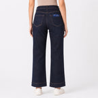 Women's Sleek High-Waist Wide-Leg Navy Blue Denim Jeans-4