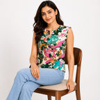 Women's Tropical Muse Abstract Printed Sleeveless Top-2