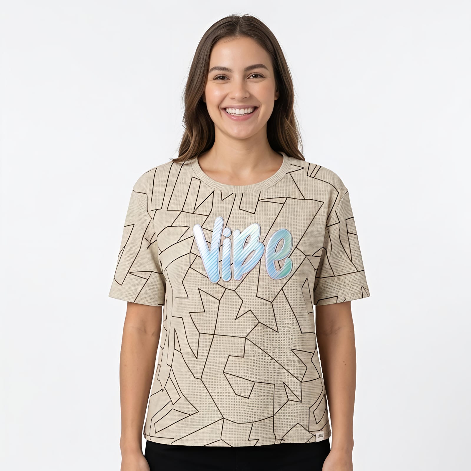 Women's Abstract Print Graphic Casual T-Shirt-1