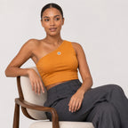 Women's Yellow One Shoulder Crop Top-3