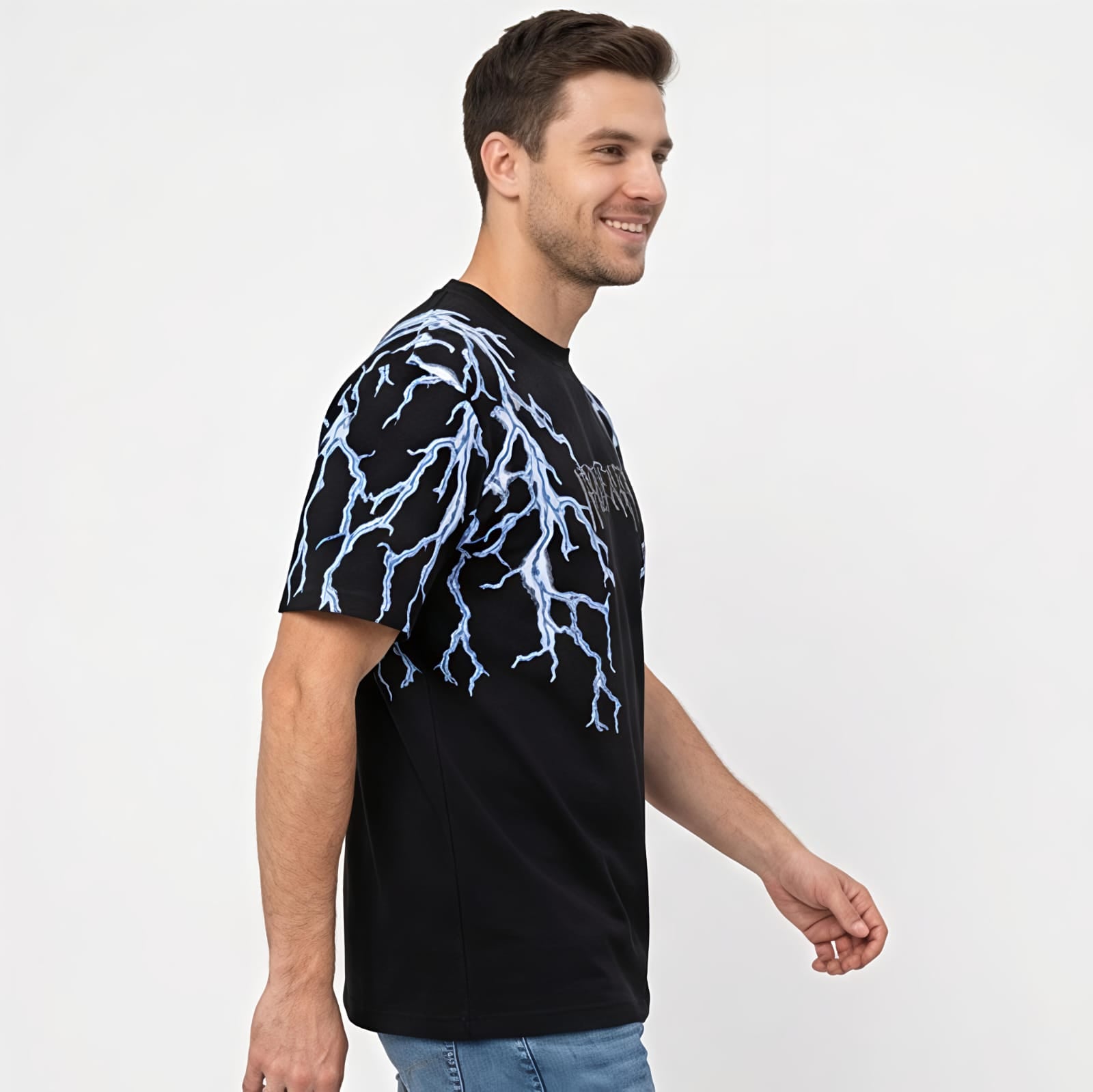 Men's Thunder Strike Graphic Oversized T-Shirt-1