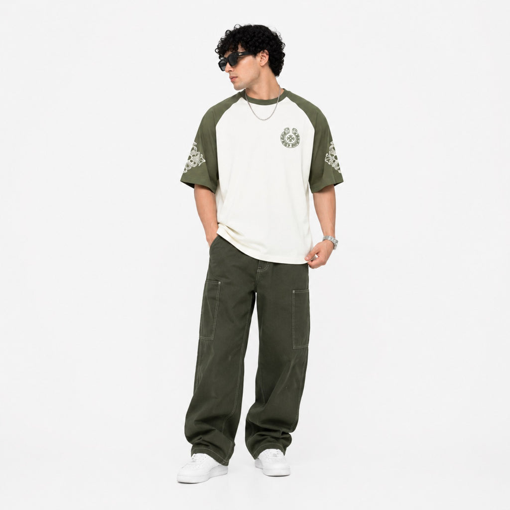 Men's Vintage Raglan Graphic Oversized T-Shirt-1