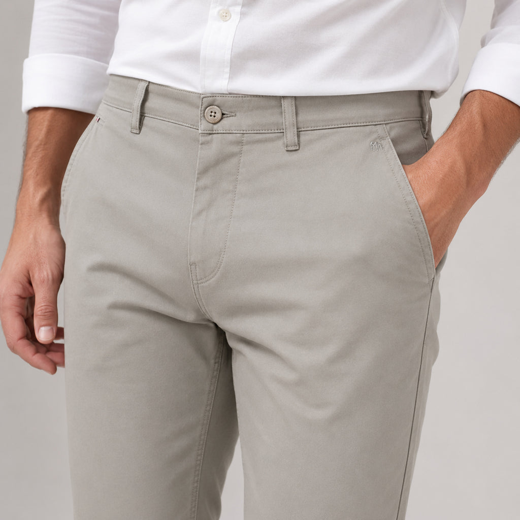 Men's Premium Ash Grey Slim Fit Formal Trousers-2