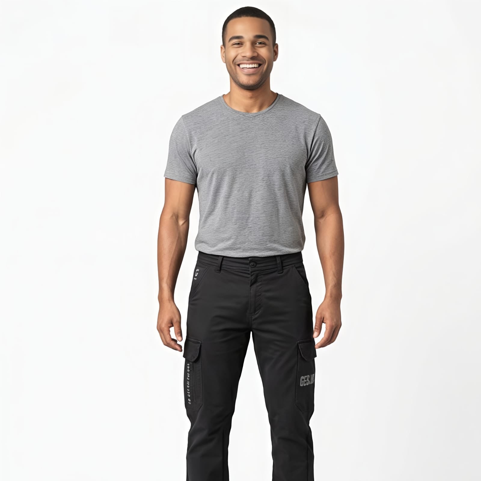Men's Black Slim Fit Cargo Jogger Pants-4