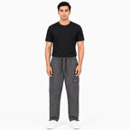 Men's Dark Grey Cargo Jogger Pants with Drawstring Waist-1