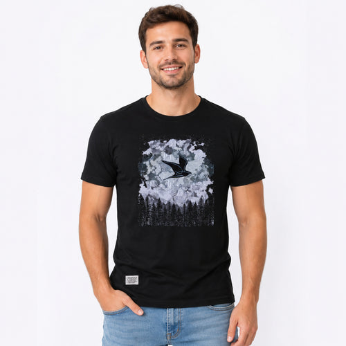 Men's Black Graphic Printed T-Shirt-1