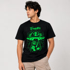 Men's Black Graphic Printed Crew Neck T-Shirt-2