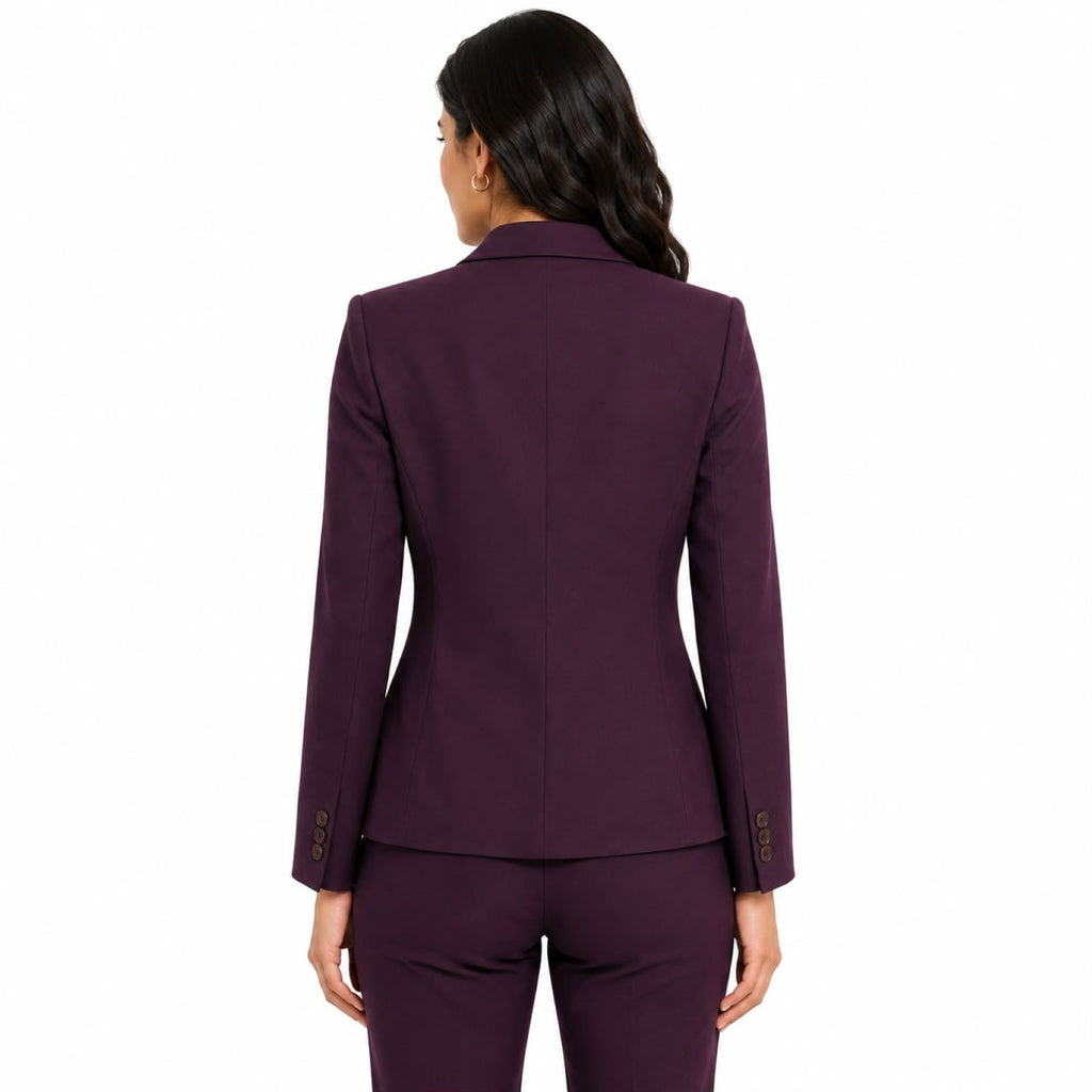 Women's Maroon Double-Button Formal Blazer-2