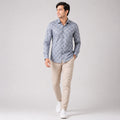 Men's Dark Grey Abstract Geometric Printed Casual Shirt-1