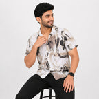 Men's Abstract Print Casual Half Sleeve Shirt-4