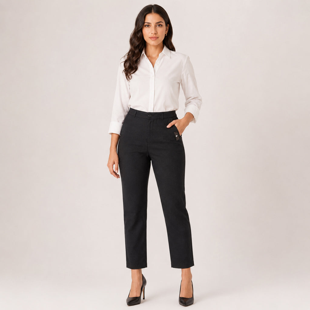 Women's Sleek Black Tailored Formal Executive Trousers-1