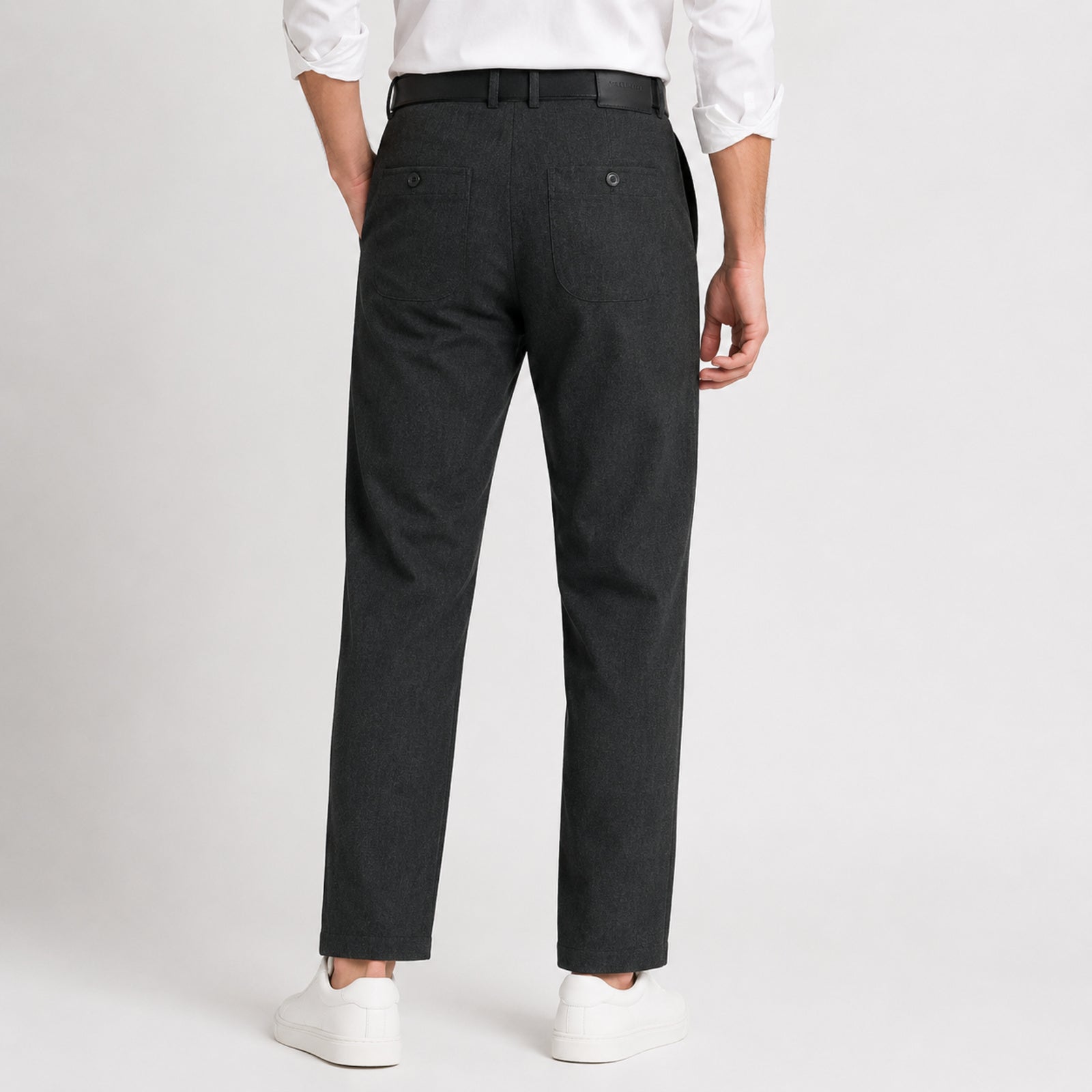 Men's Charcoal Noir Relaxed Fit Formal Trousers-2