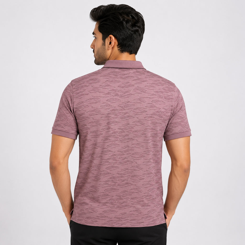 Men's Light Pink Printed Polo T-Shirt-3