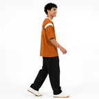 Men's Rust Brown Contrast Rib Polo T-Shirt-3
