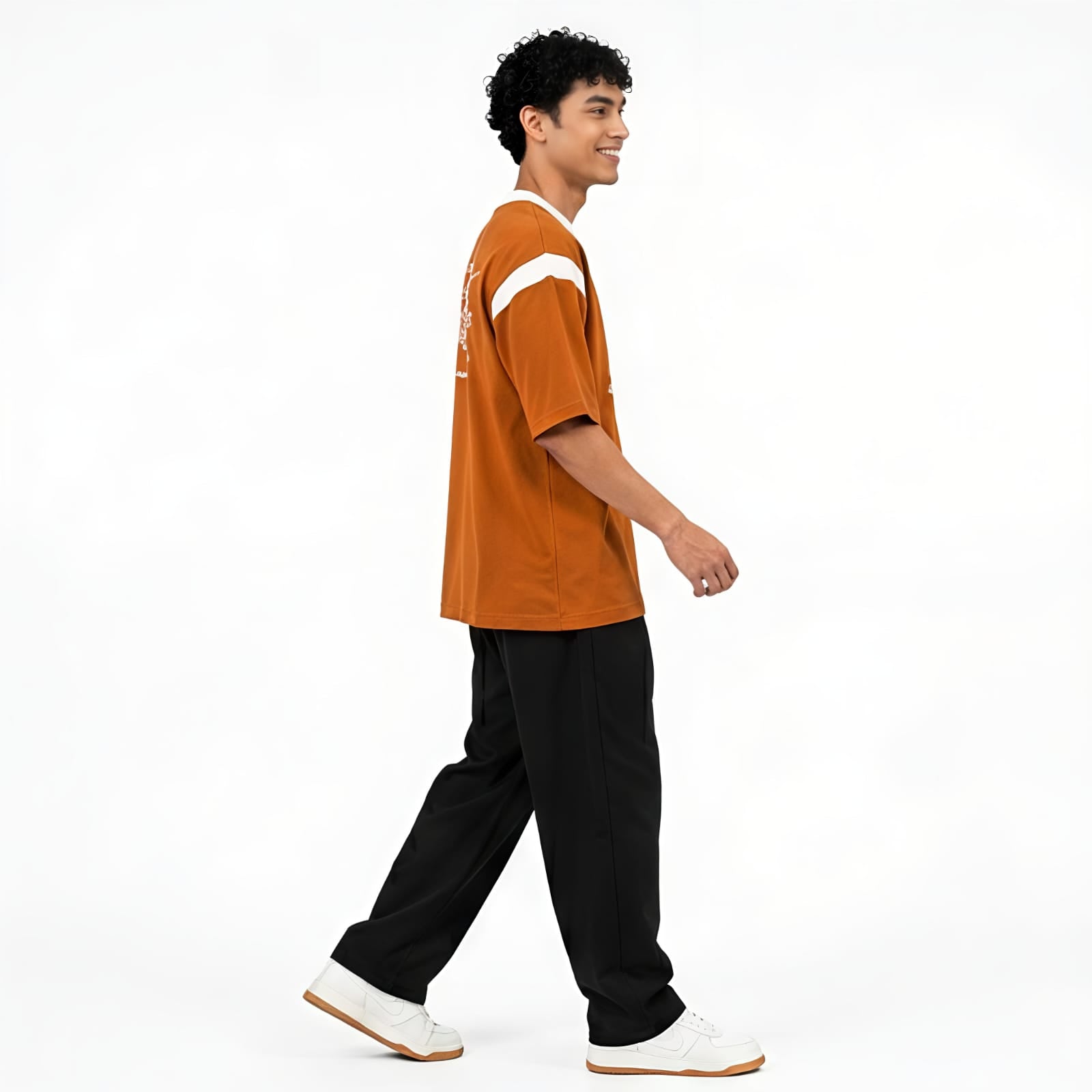 Men's Rust Brown Contrast Rib Polo T-Shirt-3