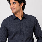 Men's Black Micro Print Formal Shirt-2