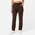 Women's Coffee Brown Ribbed Straight Fit Trousers-1