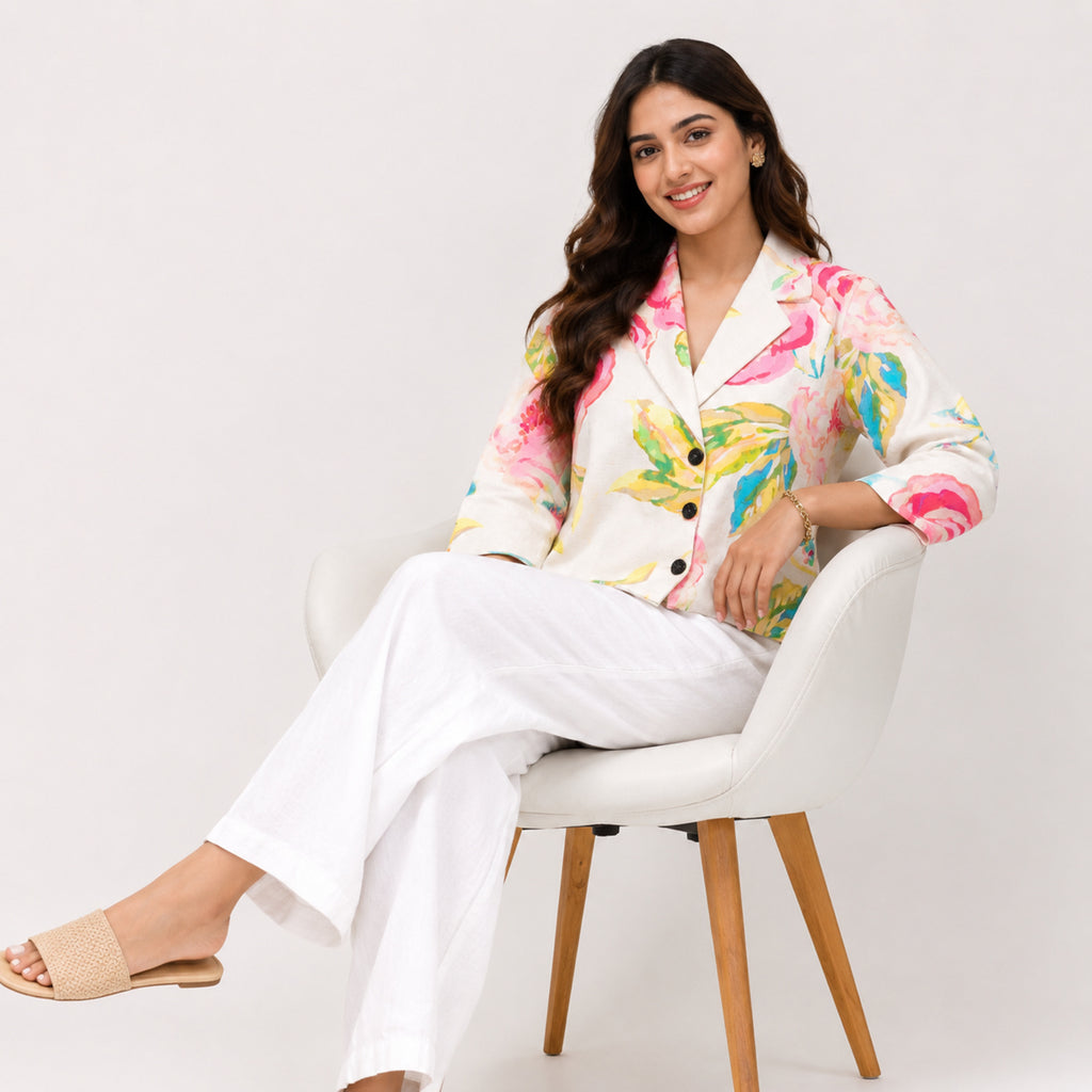 Women's Floral Print Co-Ord Blazer & Palazzo Set-2